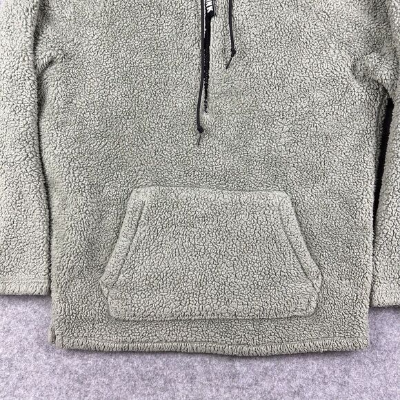 PINK Victorias Secret Hoodie Womens Med Sherpa Fleece Pullover Kangaroo Pocket - Picture 10 of 13